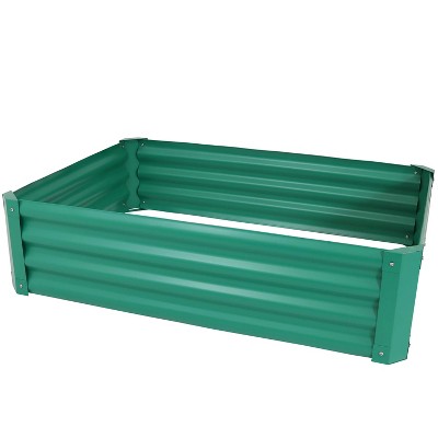 Sunnydaze Powder-Coated Steel Rectangle Raised Garden Bed Kit for Plants, Flowers, Herbs and Vegetables - 47" W x 11" Deep - Green