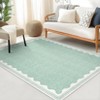 Indoor Modern Washable Area Rugs with Scalloped Print, Ultra Thin Non Slip Throw Carpet for Bedroom Living Room - 2 of 4