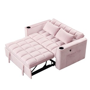 NicBex Modern Pull Out Sofa Bed Velvet Convertible Sleeper Sofa with USB Port and Cup Holders for Living Room - 1 of 4