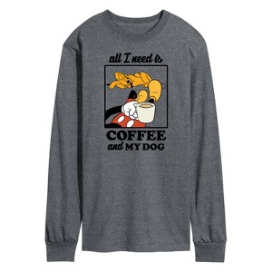Men's - Disney - Coffee and My Dog Long Sleeve Graphic T-Shirt - 1 of 4