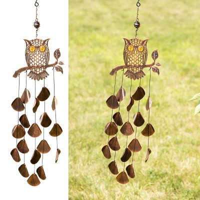 Rustic Copper Tribal Owl Wind Chimes for Outdoor Decor