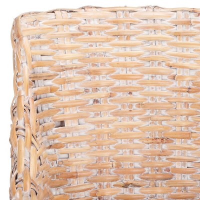Natural White Wash Rattan Arm Chair with Cushion
