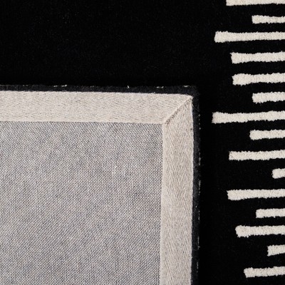 Black and Ivory 5' Square Wool Tufted Area Rug