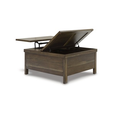 Dark Acacia Lift-Top Cocktail Table with Storage