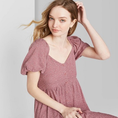 puff sleeve babydoll dress