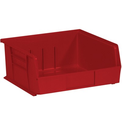 Box Partners Plastic Stack & Hang Bin Boxes 10 7/8" x 11" x 5" Red 6/Case BINP1111R