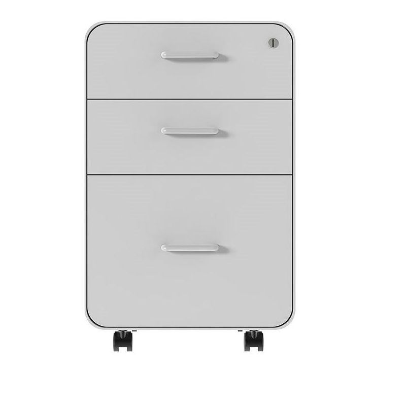 Monoprice Round Corner 3-Drawer File Cabinet - White With Lockable Drawer - Workstream Collection, 5 of 7