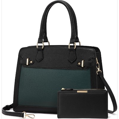 Handbags for Women, Tote Shoulder Bag Satchel Black Purse and PU Leather Top Handle for ladies
