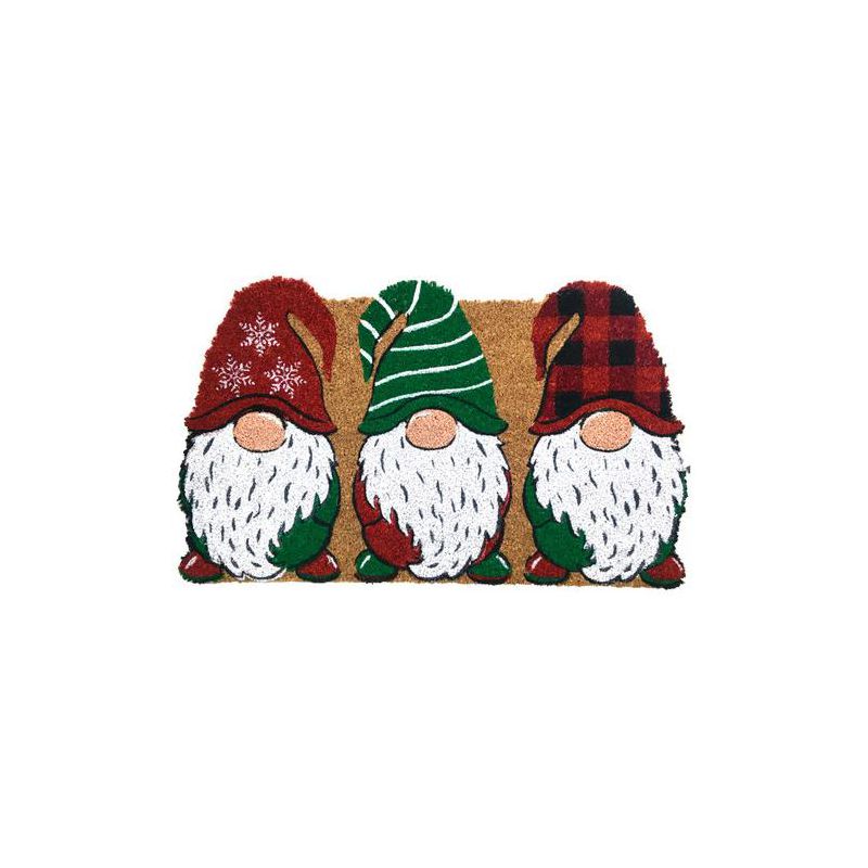 Holiday Gnomes Natural Fiber Coir Doormat Christmas Humor 30" x 18" Briarwood Lane, 1 of 4