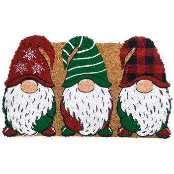 Holiday Gnomes Natural Fiber Coir Doormat Christmas Humor 30" x 18" Briarwood Lane