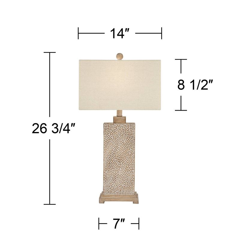 360 Lighting Caldwell Rustic Farmhouse Table Lamps 26 3/4" High Set of 2 Earth Tone Hammered Oatmeal Fabric Rectangular Shade for Bedroom Living Room, 4 of 10