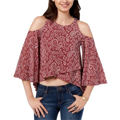 Lucky Brand Womens High-Low Cold Shoulder Blouse