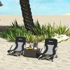 Outsunny Set of 2 Folding Beach Chair, Beach Chairs with Mesh Back, Carry Bag and Cup Holder for Outdoor Camping Lawn Sports Picnic, Black - 3 of 4