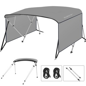 Garvee 4 Bow Bimini Tops for Boat Cover with 1" Aluminum Alloy Frame, 2 Straps, 2 Rear Support Pole, Zippered Storage Boot, PU Coating - 1 of 4