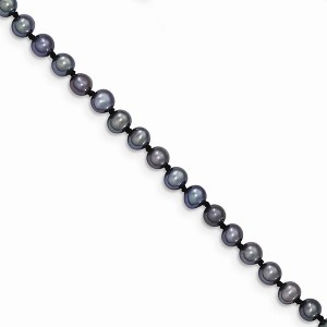 Black Bow Jewelry 4-5mm, Black FW Cultured Pearl & 14k Yellow Gold Clasp Necklace - 1 of 4