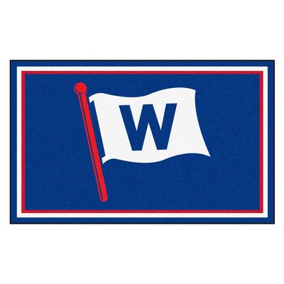 MLB Chicago Cubs 4'x6' W Logo Plush Area Rug - Blue