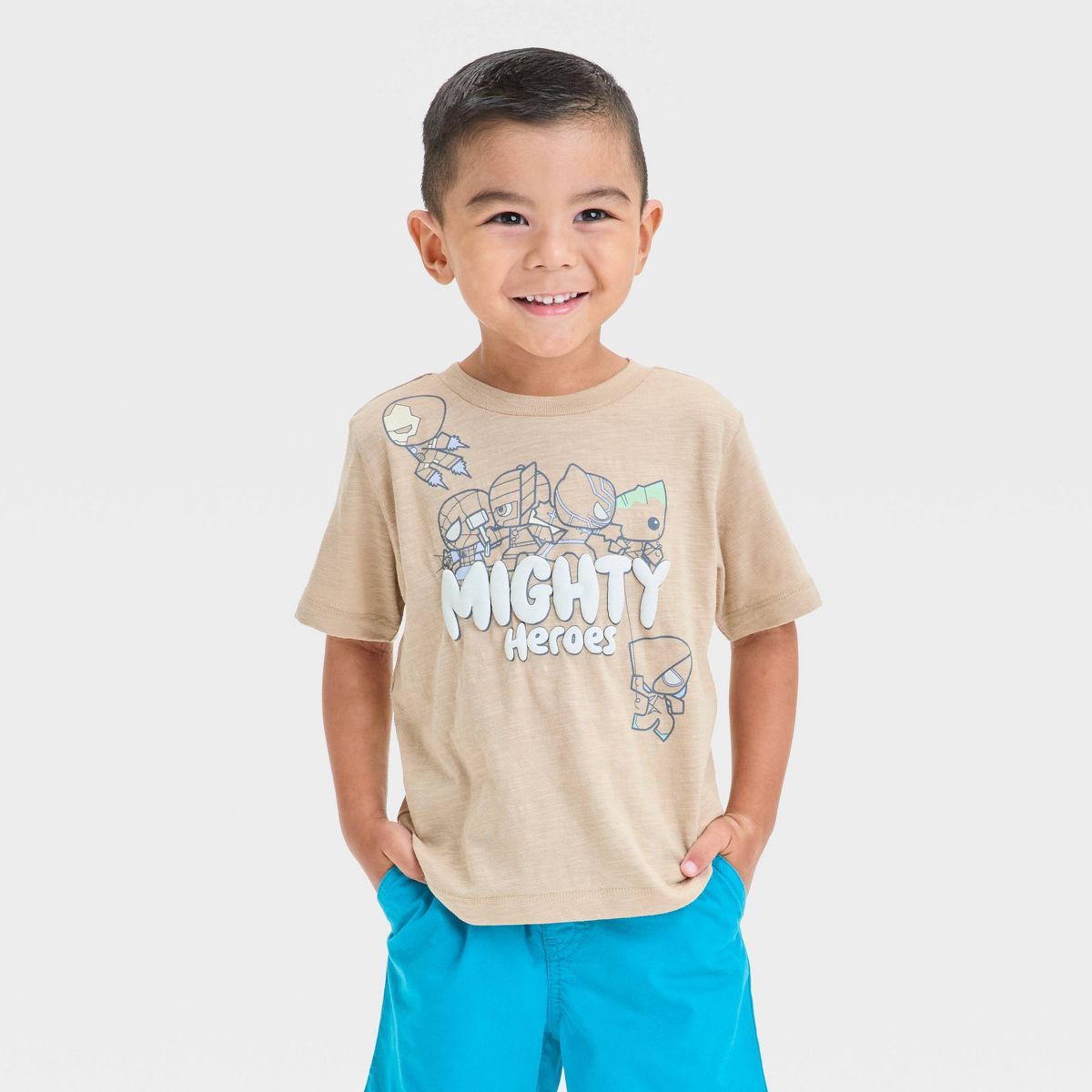 Toddler Boys' Mighty Heroes Short Sleeve Graphic T-Shirt - Beige