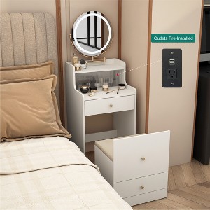 PAGED Vanity Desk Practical Dressing Table with Mirror, Jewelry Box and Drawers for Small Space - 1 of 4