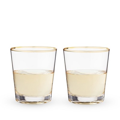 Twine Gilded Wine Glasses, Gold Rimmed, Set of 2