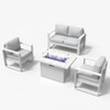 LayinSun 4 Pieces Aluminum Outdoor Patio Furniture Set, Metal Modern Conversation Sofa Set with Fire Pit Table and Washable Thick Cushions - 2 of 4