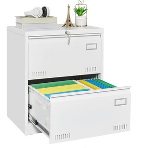 Lateral File Cabinet 2 Drawer, Filing Cabinet with Lock, Lockable File Cabinet for Home Office, Locking Metal File Cabinet with Key - 1 of 4