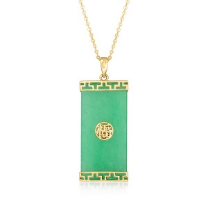 Ross-Simons Jade "Good Fortune" Pendant Necklace in 10kt Yellow Gold - 1 of 2