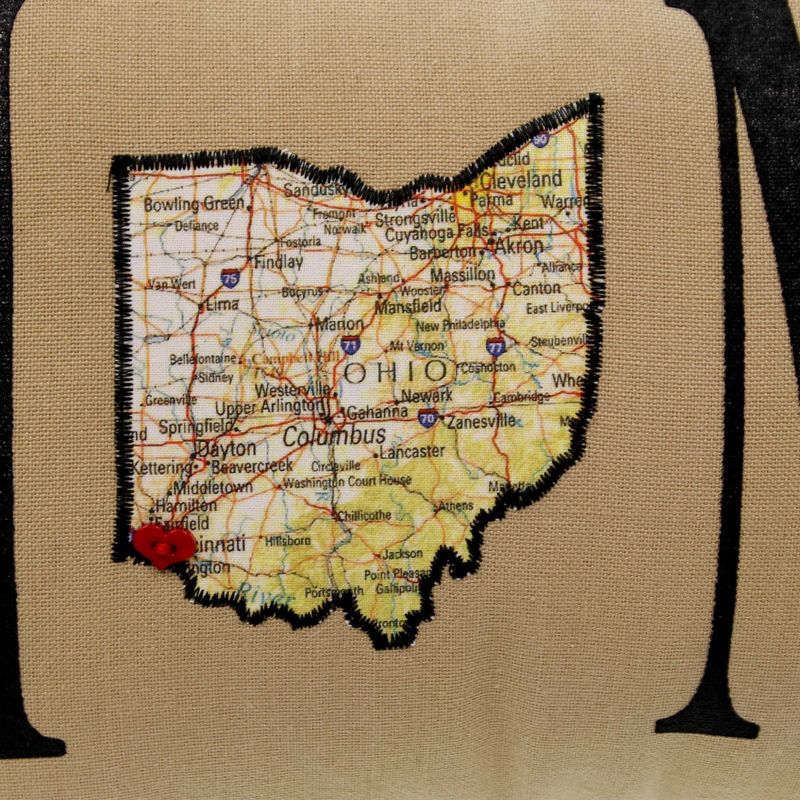Home Decor 10.5 Inch Ohio Fringe Heart Cincinnati Oillow Hand Made America Novelty Plush Pillows, 2 of 4