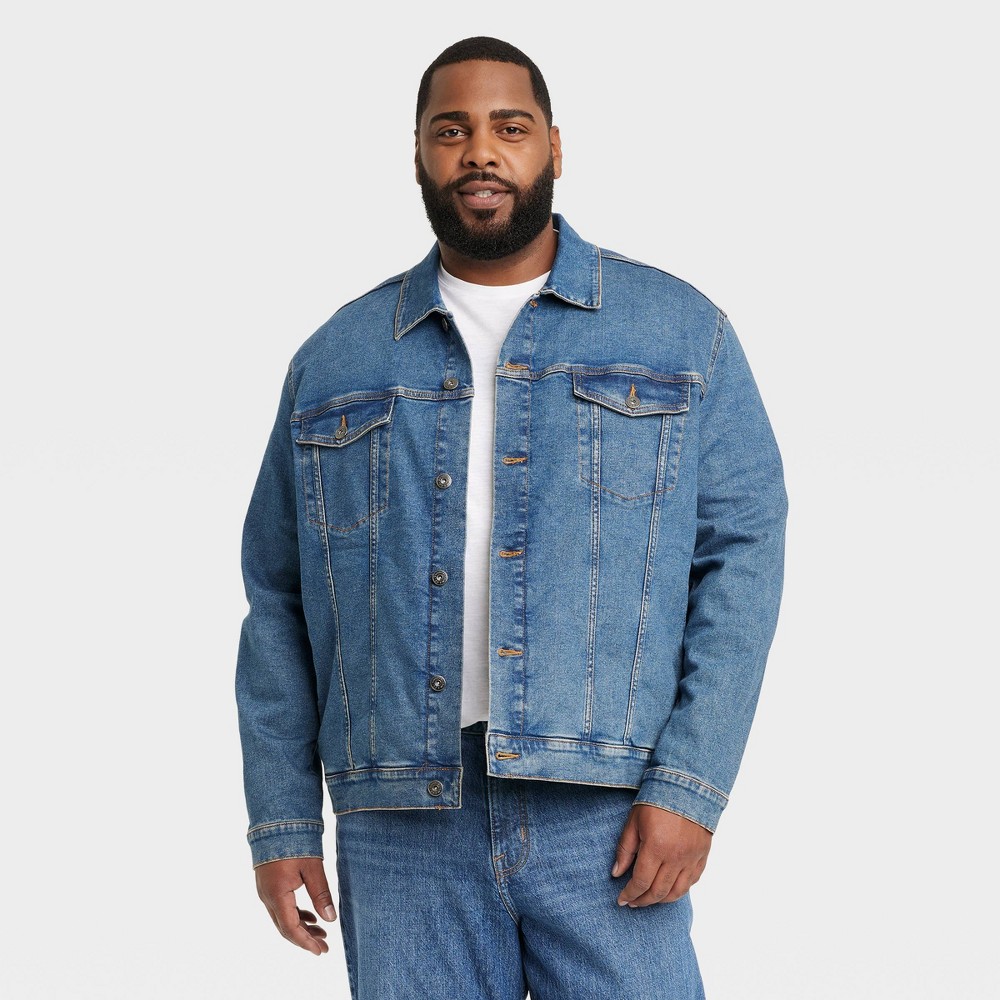 Men's Big & Tall Midwash Denim Trucker Jacket - Goodfellow & Co™ Blue 4XLT