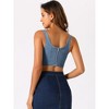Allegra K Women's Denim Bustier Sleeveless Corset Crop Tops - 3 of 4