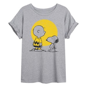 Women's - Peanuts - Snoopy and Charlie Brown Oversized Graphic T-Shirt - 1 of 4