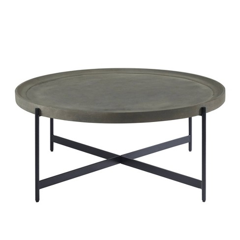 42 Brookline Round Coffee Table With X frame Metal Base Alaterre Furniture Target