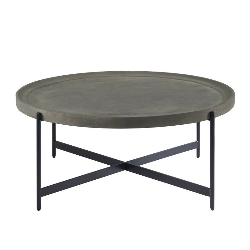 42&#34; Brookline Round Wood with Concrete Coating Coffee Table Concrete Gray - Alaterre Furniture, 1 of 6
