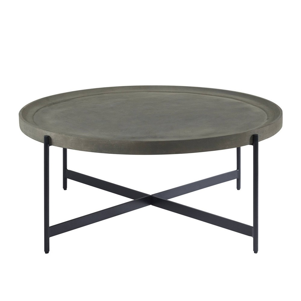 Photos - Coffee Table 42" Brookline Round Wood with Concrete Coating  Concrete Gray