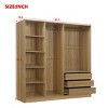 Doorless Wooden Storage Wardrobe For Dedroom With Shelves And 3 Drawers, Tall Armoire Closet With Hanging Rod, Clothing Storage-Cuddlewood - 4 of 4