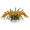 Nearly Natural 15-in Cymbidium Artificial Arrangement in White Vase - 2 of 3