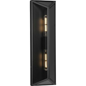 Progress Lighting Bristol 2-Light Outdoor Wall Light, Matte Black, Clear Beveled Glass - 1 of 3