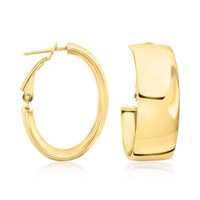 Ross-Simons Italian 18kt Gold Over Sterling Oval Hoop Earrings