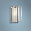 Minka Lavery Industrial Wall Light Sconce Brushed Nickel Hardwired 12" Fixture White Iris Glass Shade for Bedroom Bathroom Vanity - 2 of 3