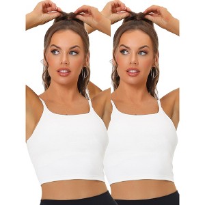 Allegra K Women's Medium Impact Fitness Wireless Padded Yoga Workout Longline Sports Bras 2 Pcs - 1 of 4
