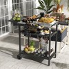 Outsunny 2-Tier Shelf Outdoor Bar Cart, Stainless Steel Tabletop Patio Serving Cart for Poolside, Garden, Black - 3 of 4