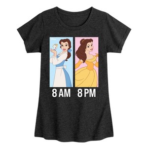 Girls' - Disney Princess - Belle Day and Night Wear Fitted Short Sleeve Graphic T-Shirt - 1 of 4