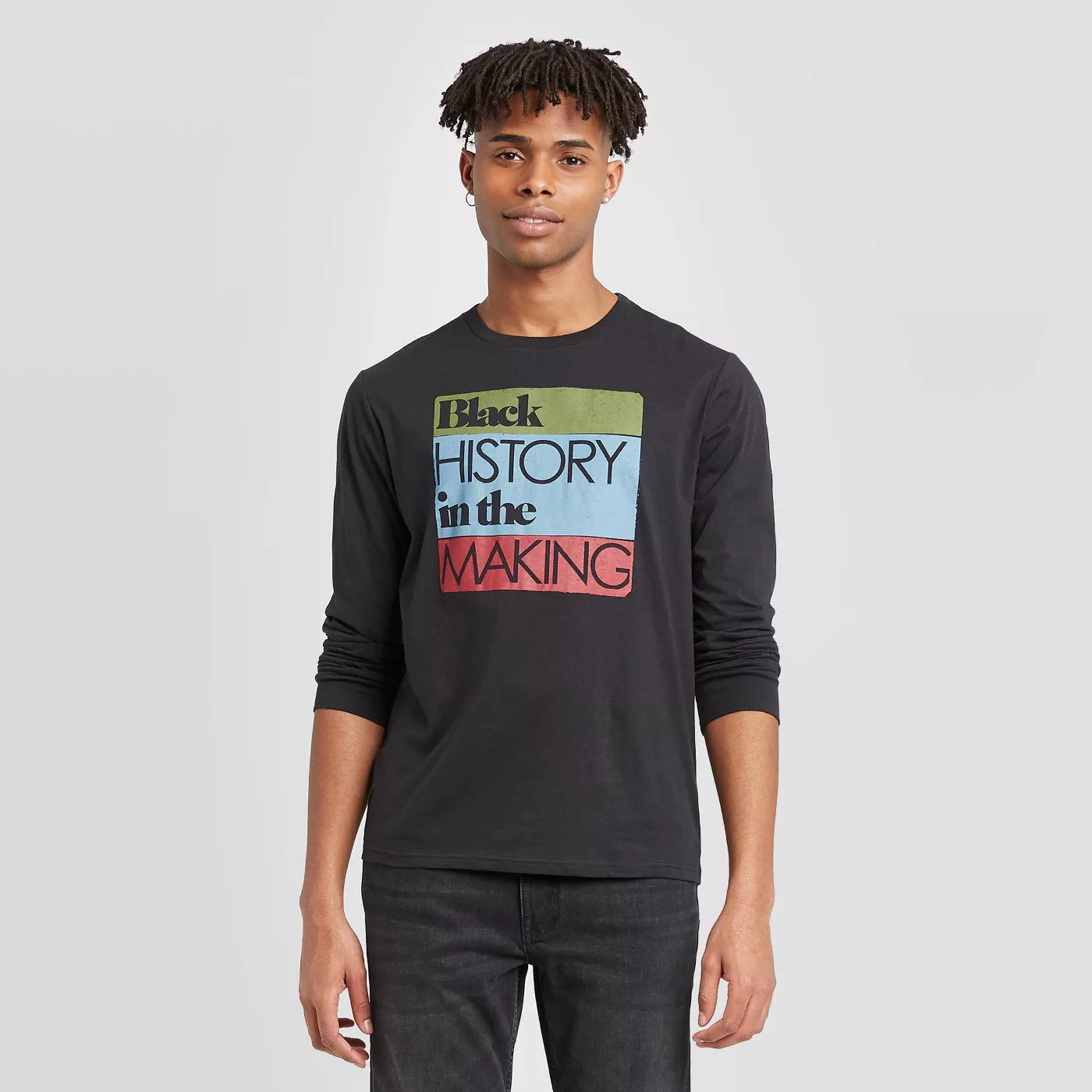 Well Worn Men's Black History In The Making Long Sleeve Crewneck T-Shirt - Black - image 1 of 3