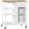 Rolling Kitchen Island with Storage, Kitchen Cart with 4-bottle Wine Rack, Bar Cart - 2 of 4