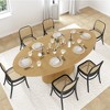 Wooakway 30"H Modern Oval Wood Kitchen Table Dining Table Conference Table Gaming Table with Single Pedestal Black/Walnut/Natural Wood - 2 of 4