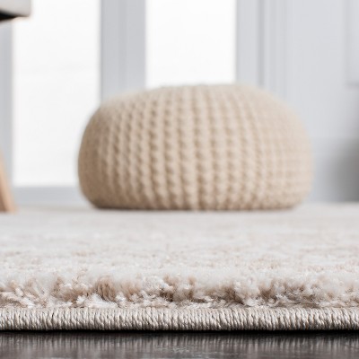 Ivory and Beige Abstract Rectangular Synthetic Area Rug