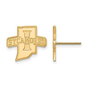 Black Bow Jewelry 14k Yellow Gold Plated Sterling Silver Indiana State Sycamores NCAA Post Earrings - 1 of 3