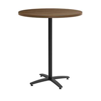 HITOUCH BUSINESS SERVICES 36" Round Pinnacle Laminate Bistro Height Black Base Table 54804