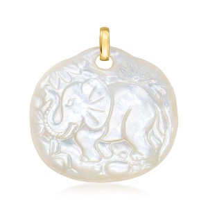 Ross-Simons Carved Mother-Of-Pearl Elephant Pendant With 14kt Yellow Gold Size 1.75 - 1 of 3