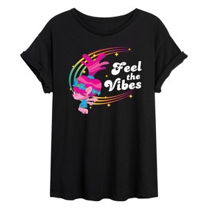 Women's - Trolls - Feel The Vibes Poppy Oversized Graphic T-Shirt - 1 of 4
