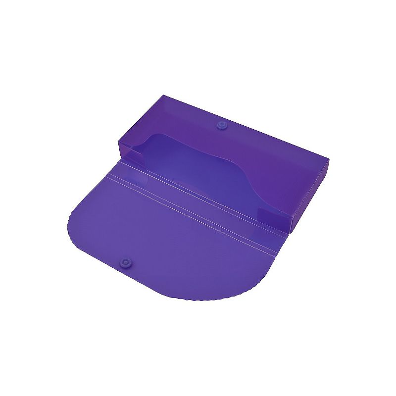 JAM Paper Plastic Pencil Case Snap Button Pencil Case Box Purple 166532743, 4 of 5